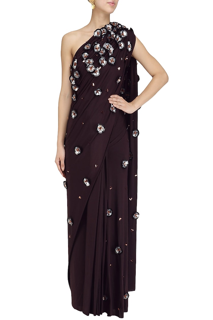 Amethyst galactic floral skein work saree available only at Pernia's Pop Up Shop.