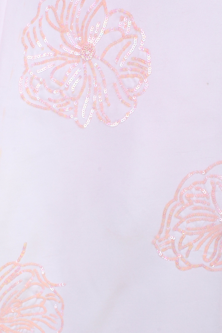 Blush pink sequins floral work ruffled maxi gown available only at Pernia's Pop Up Shop.