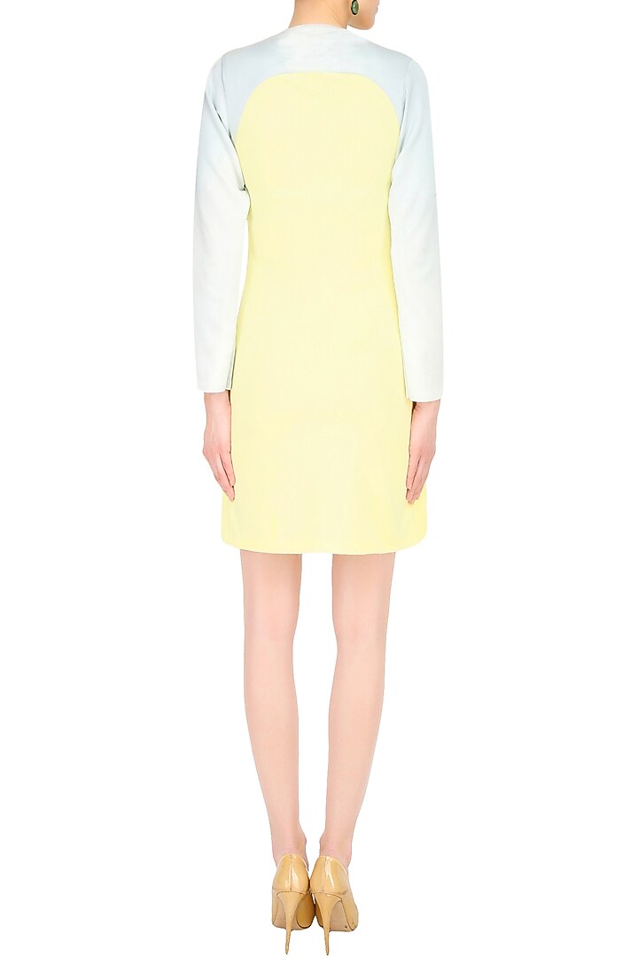 Lemon yellow embroidered bird motifs shift dress available only at Pernia's Pop Up Shop.