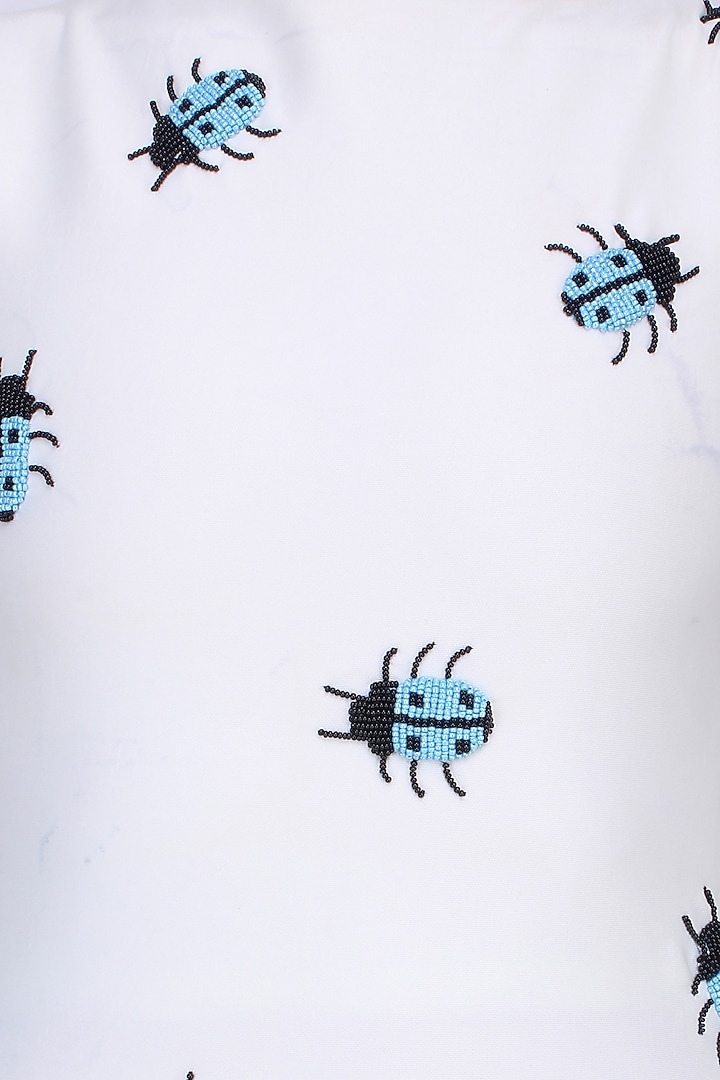 Separmint bettle motifs asymmetric ruched midi dress available only at Pernia's Pop Up Shop.