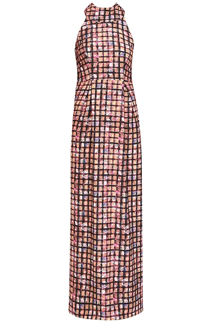 Checkered collared long evening gown available only at Pernia's Pop Up Shop.