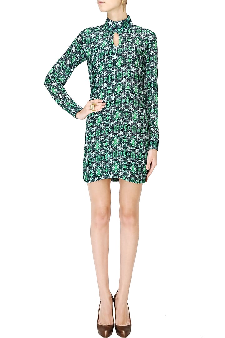 Forest green wallpaper midi dress available only at Pernia's Pop Up Shop.