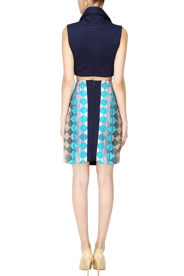 Navy checkered crop top available only at Pernia's Pop Up Shop.