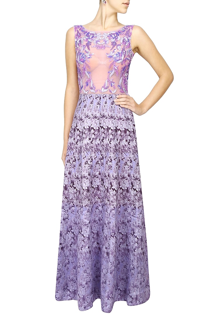 Mauve floral long gown available only at Pernia's Pop Up Shop.