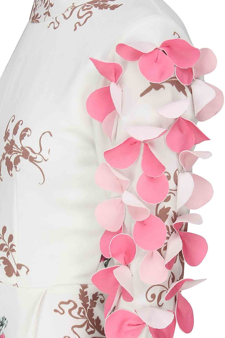 White 3D hand painted asymmetric long dress available only at Pernia's Pop Up Shop.