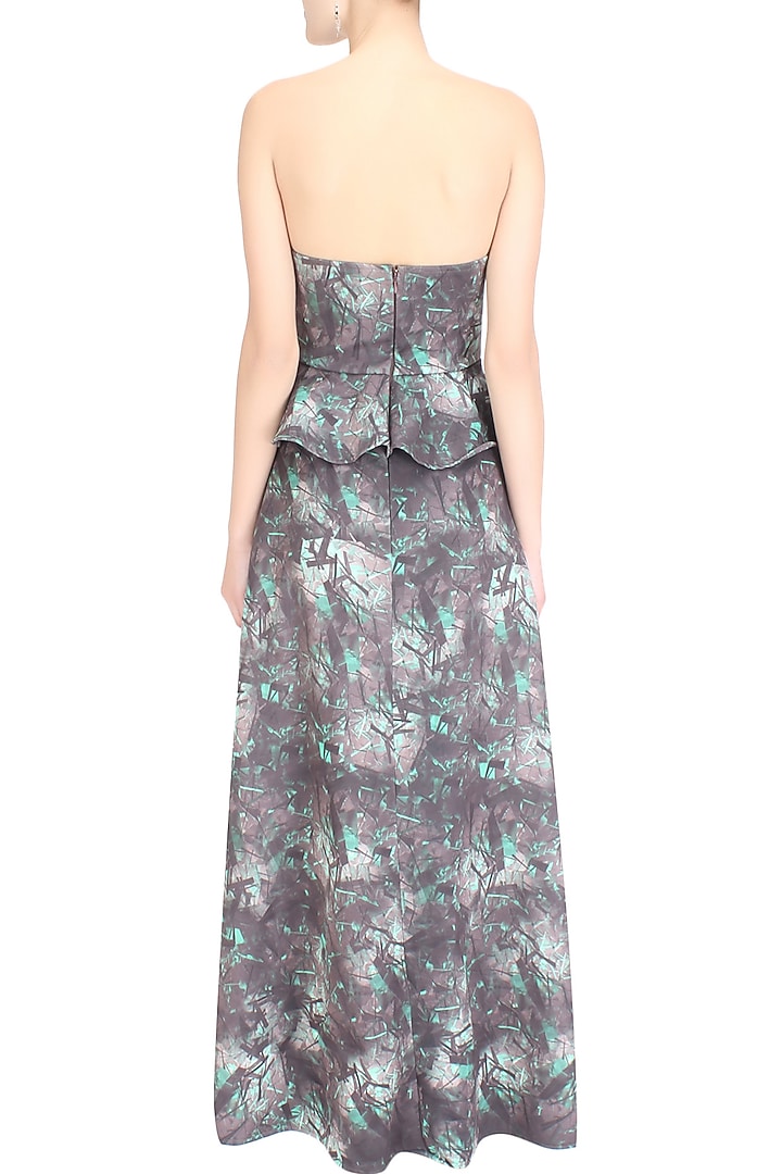 Grey brown peplum ankle length dress available only at Pernia's Pop Up Shop.