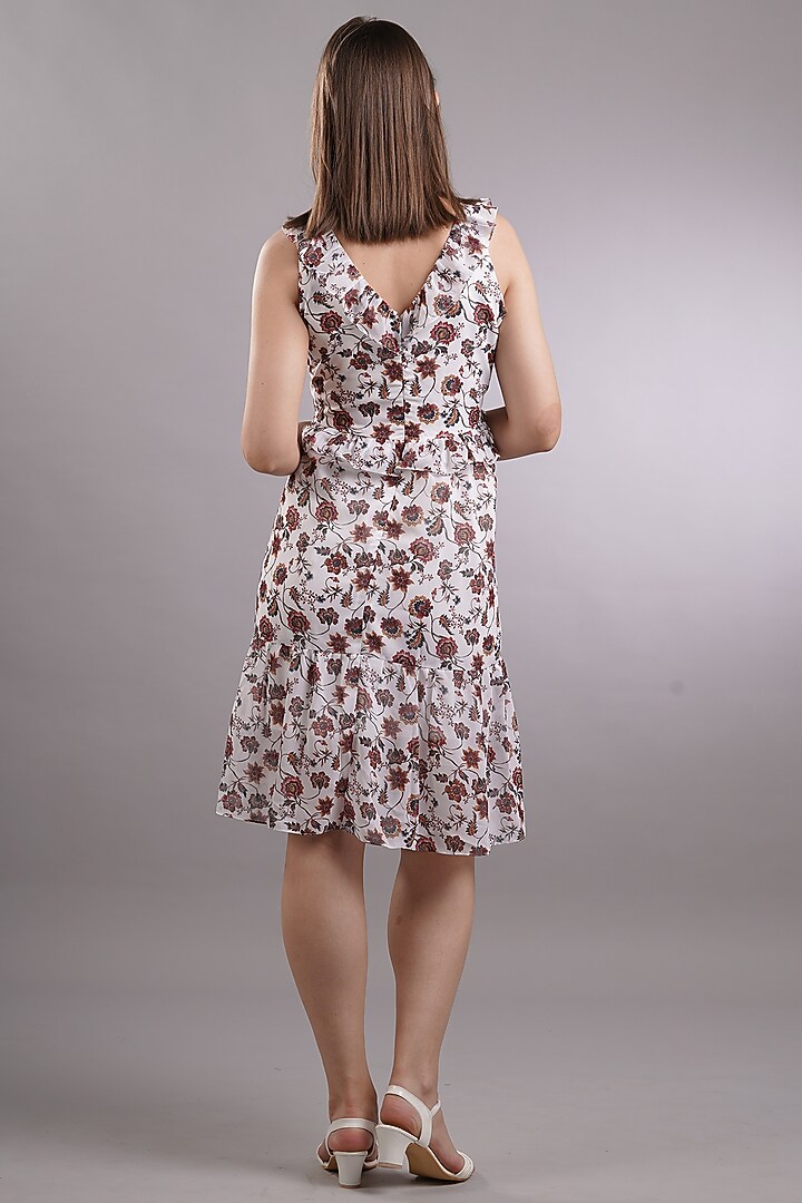 White Printed Mini Summer Dress by Sneha B at Pernia's Pop Up Shop