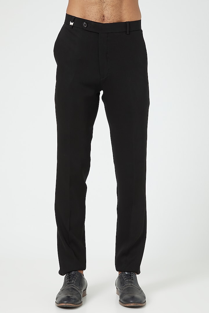 Black Italian Crepe Tuxedo Set by Soniya G Men at Pernia's Pop Up Shop