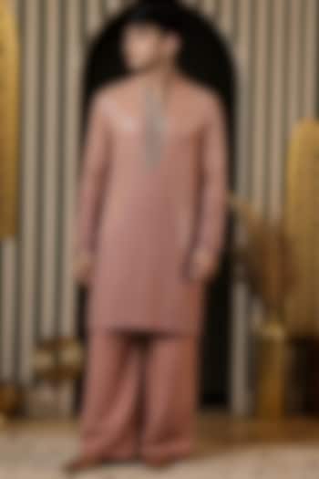 Rose Georgette Thread Embroidered Kurta Set For Boys by Soniya G KIDS at Pernia's Pop Up Shop