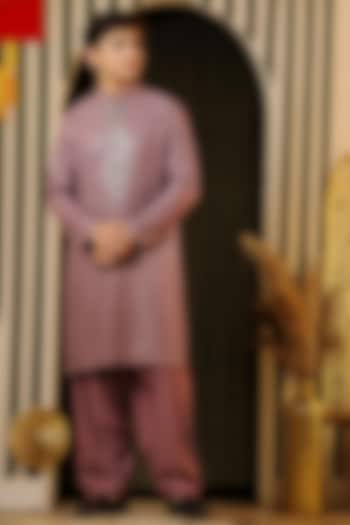 Purple Georgette Embellished Kurta Set For Boys by Soniya G KIDS at Pernia's Pop Up Shop