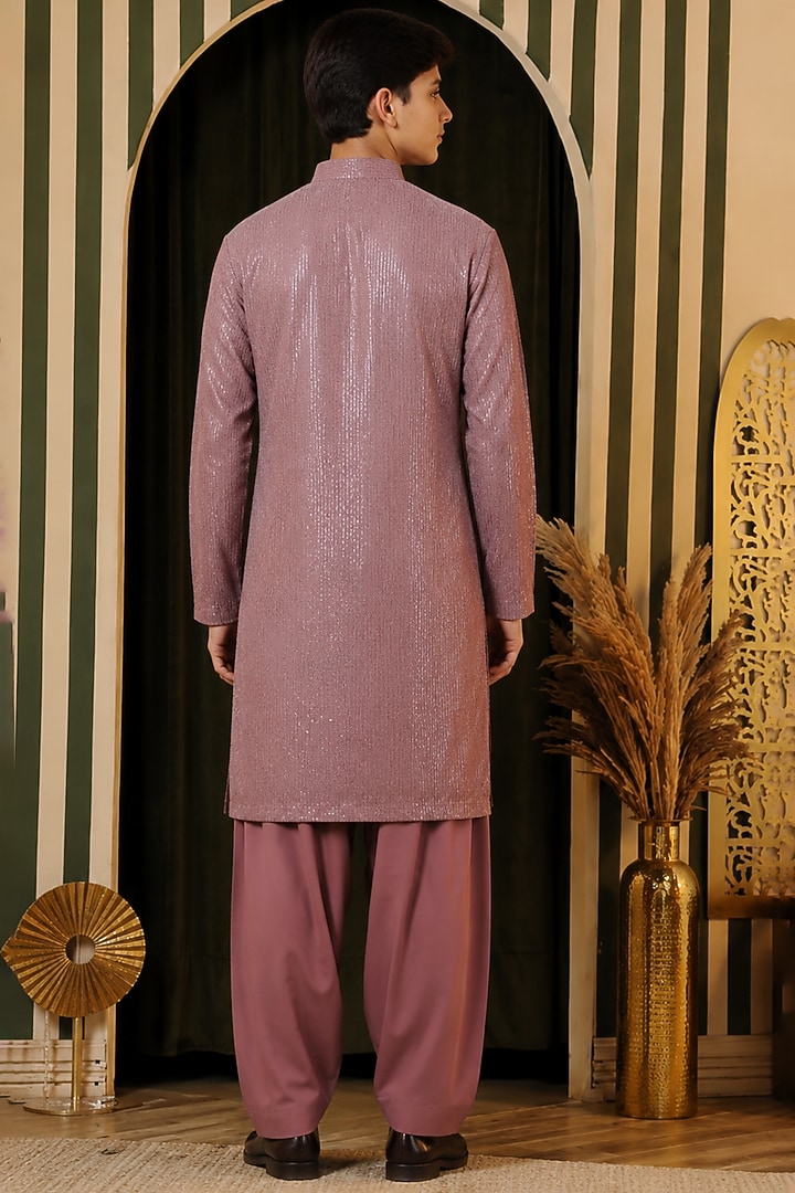 Purple Georgette Embellished Kurta Set For Boys by Soniya G KIDS at Pernia's Pop Up Shop