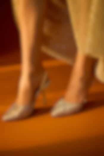 Gold Leather Heels by Sana K Luxurious Footwear at Pernia's Pop Up Shop