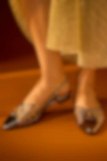Gold Leather Heels by Sana K Luxurious Footwear at Pernia's Pop Up Shop