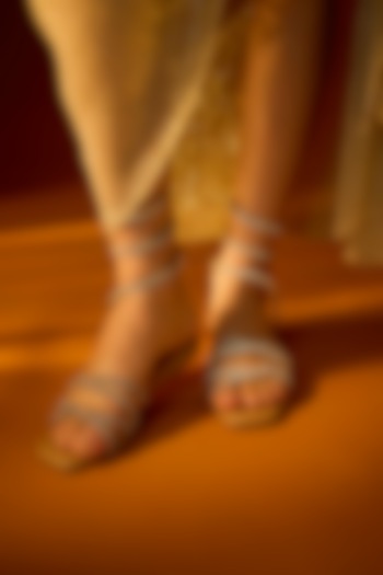 Nude & Beige Synthetic Handcrafted Flats by Sana K Luxurious Footwear at Pernia's Pop Up Shop