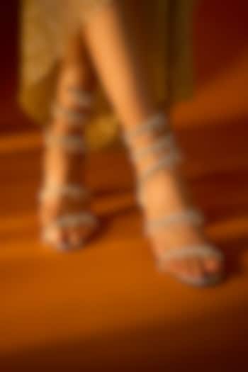 Silver Synthetic Jhallar Heels by Sana K Luxurious Footwear at Pernia's Pop Up Shop