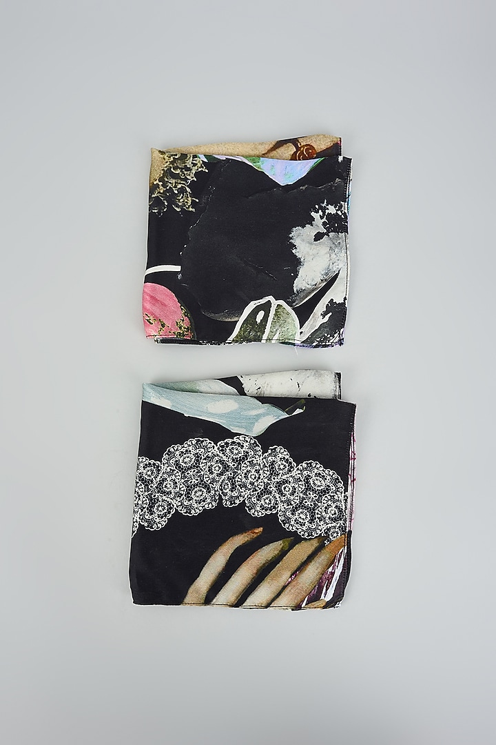 Multi-Colored Silk Satin Pocket Square (Set of 2) by Shivan & Narresh Men