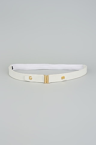 White Crocodile Finish Faux Leather Belt by Shivan & Narresh Men