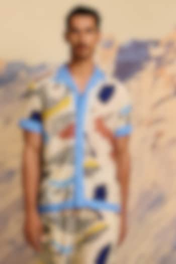 Multi-Colored Cotton Silk Printed Wedding Shirt by Shivan & Narresh Men at Pernia's Pop Up Shop