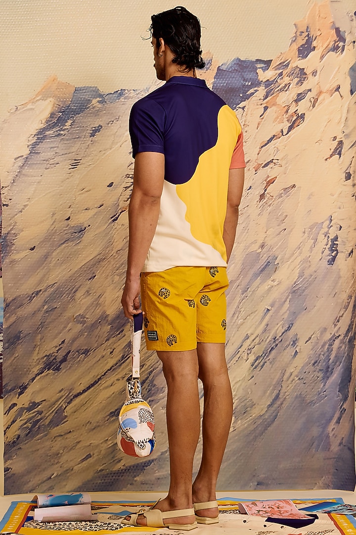 Multi-Colored Knitted Polyester Jersey Printed Polo T-Shirt by Shivan & Narresh Men at Pernia's Pop Up Shop