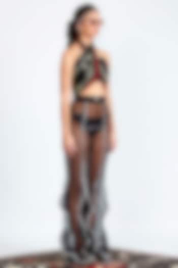 Black Sheer Palazzo Pants by Shivan & Narresh at Pernia's Pop Up Shop