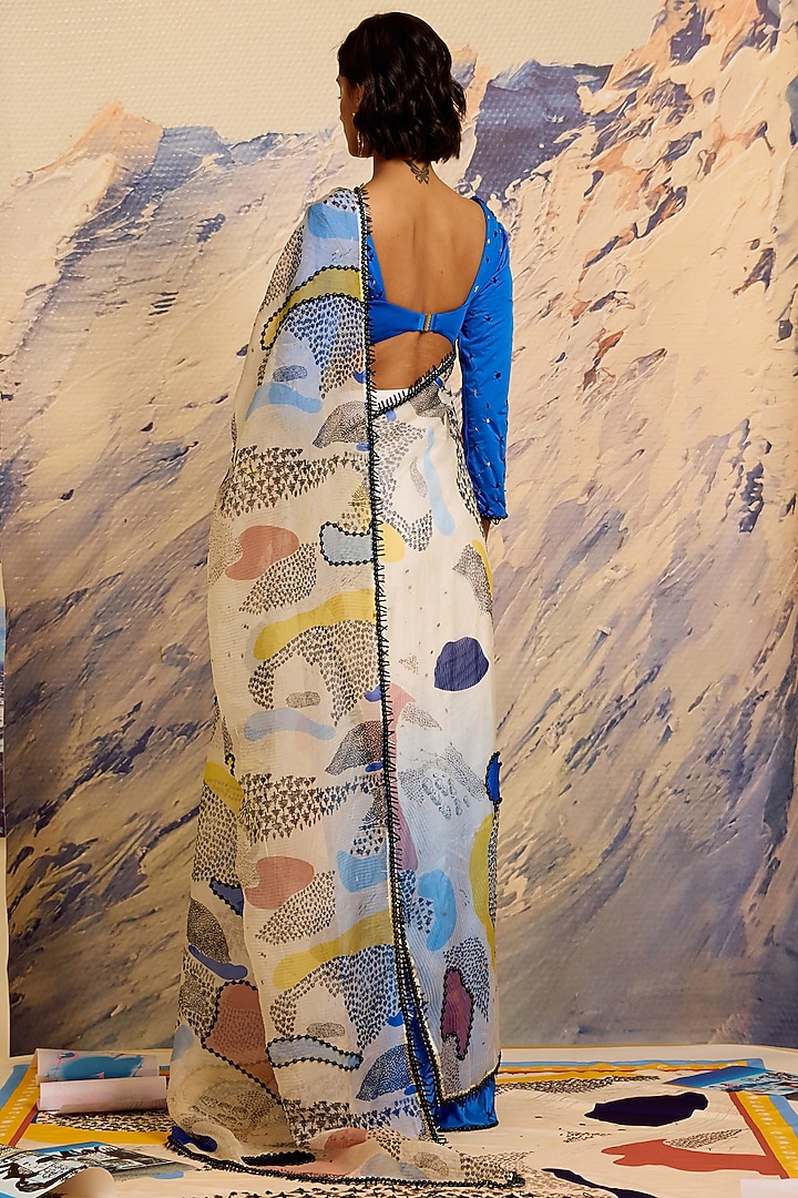 Multi-Colored Silk Organza Glass Beadwork Reception Saree by Shivan & Narresh at Pernia's Pop Up Shop