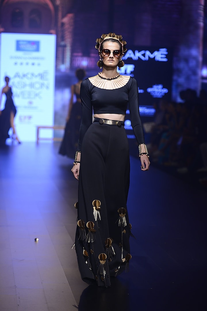 Black Pearl and Needle Work Blouse by Shivan & Narresh