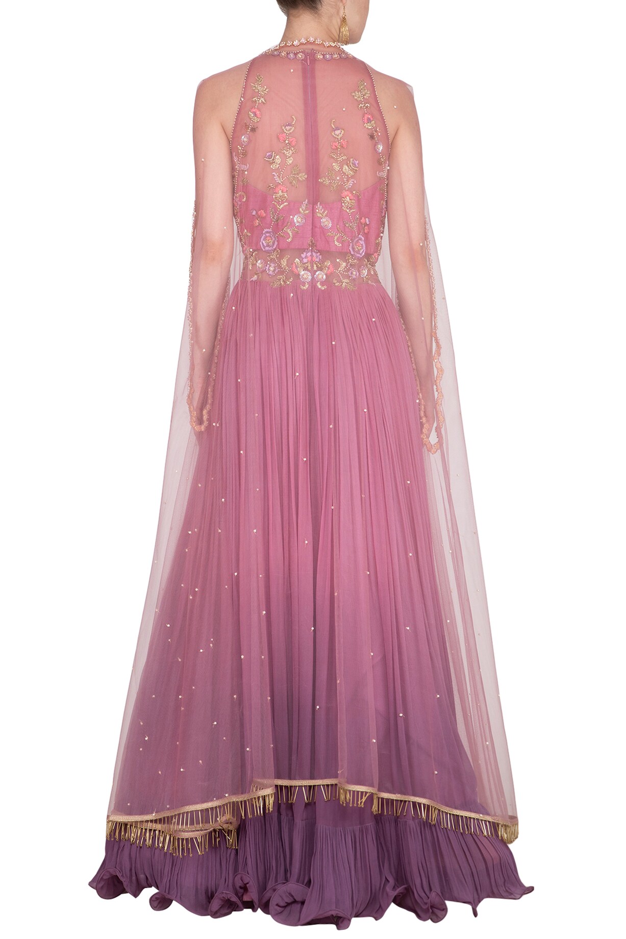 Lavender Traditional Embroidered Festive Anarkali Gown