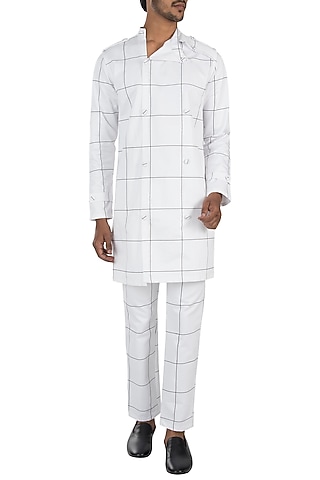 White printed trench jacket by Son Of A Noble SNOB