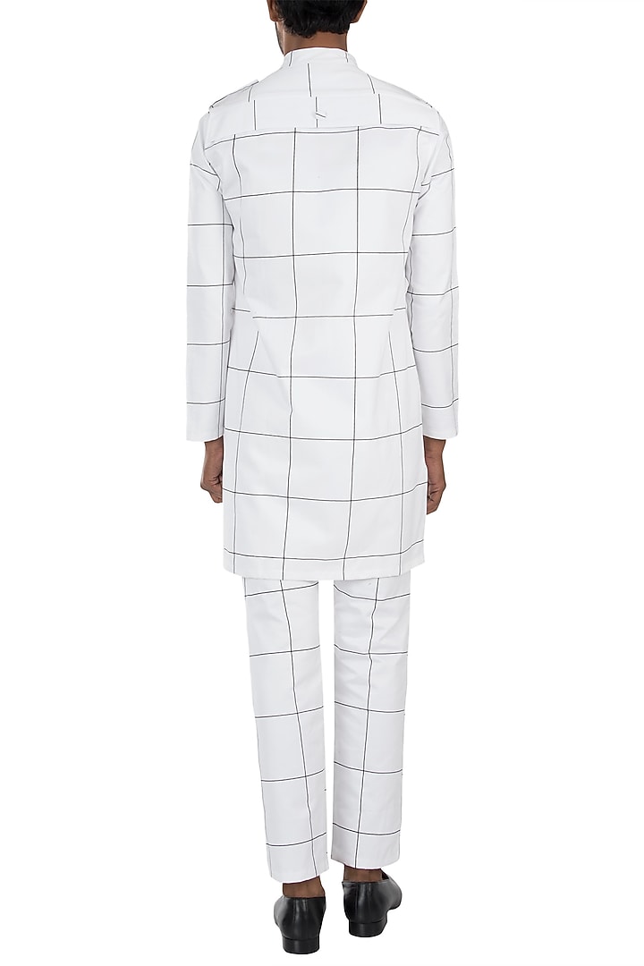 White printed trench jacket by Son Of A Noble SNOB at Pernia's Pop Up Shop