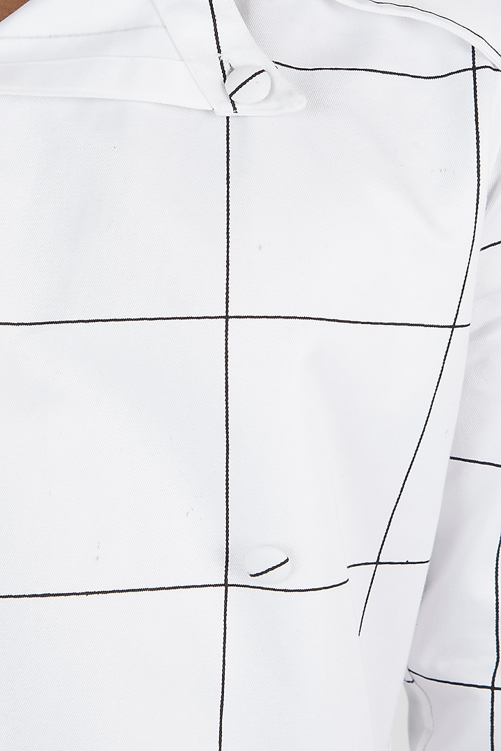 White printed trench jacket by Son Of A Noble SNOB at Pernia's Pop Up Shop