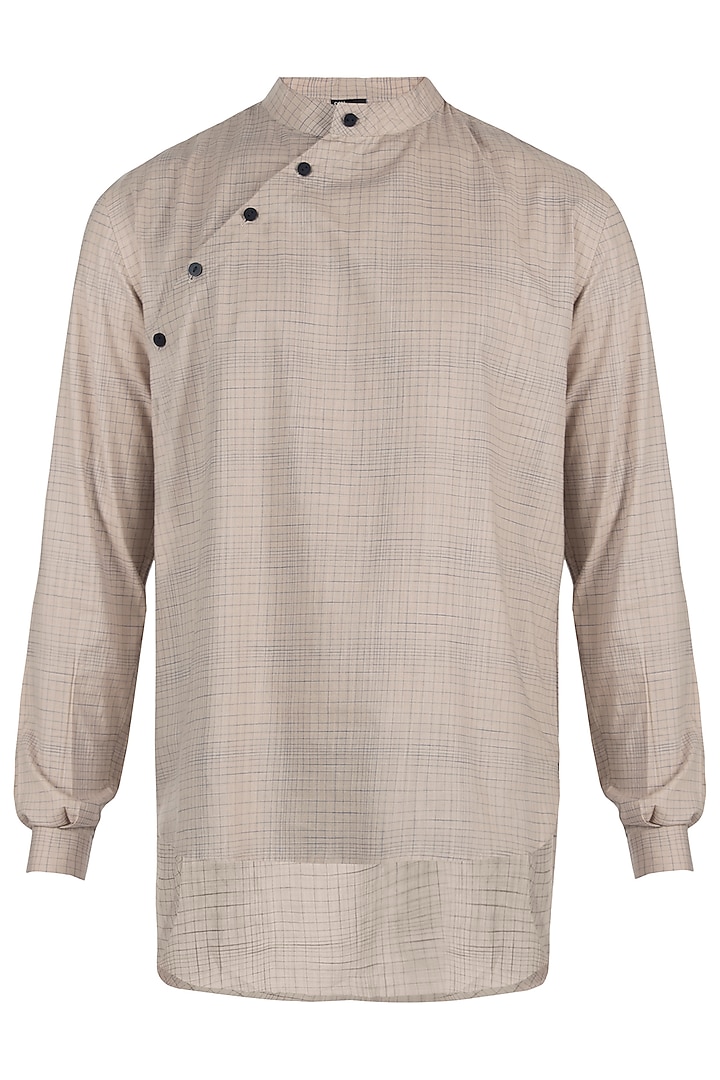 Beige cotton kurta by Son Of A Noble SNOB
