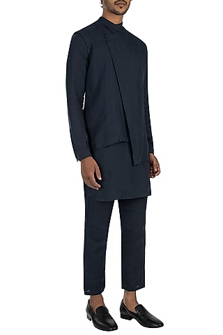 Navy blue asymmetric jacket by Son Of A Noble SNOB