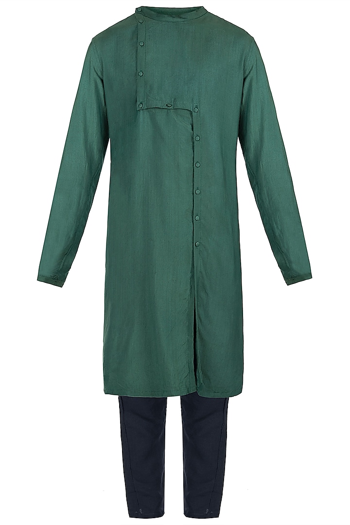 Green kurta with pants by Son Of A Noble SNOB
