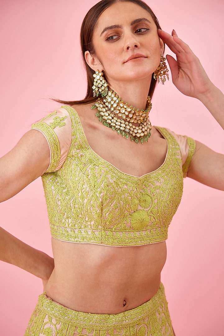 Yellow Raw Silk Embroidered Bridal Lehenga Set by Shyam Narayan Prasad at Pernia's Pop Up Shop