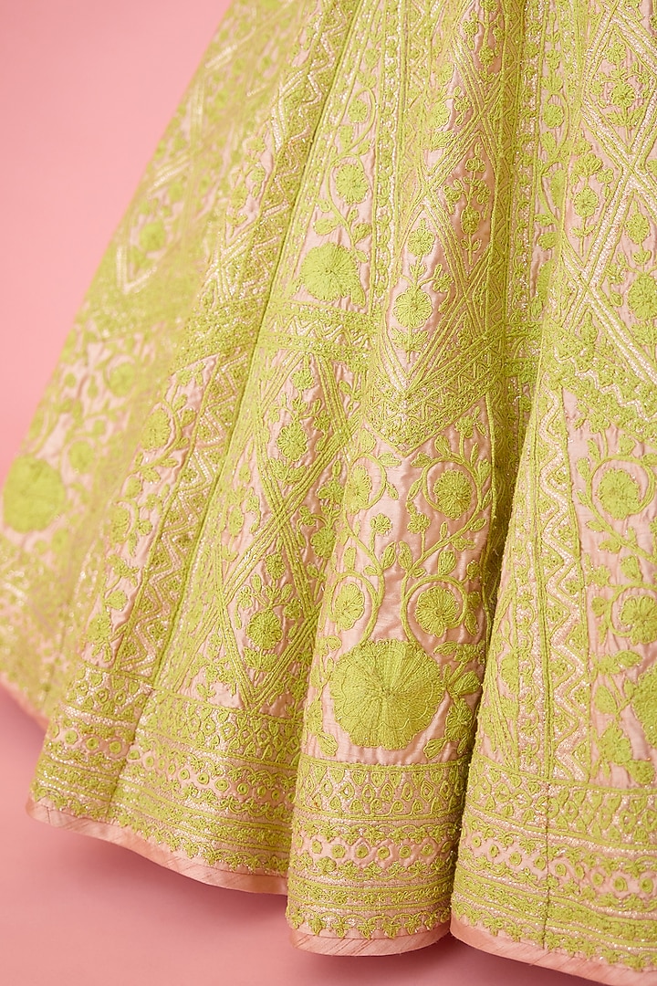 Yellow Raw Silk Embroidered Bridal Lehenga Set by Shyam Narayan Prasad at Pernia's Pop Up Shop