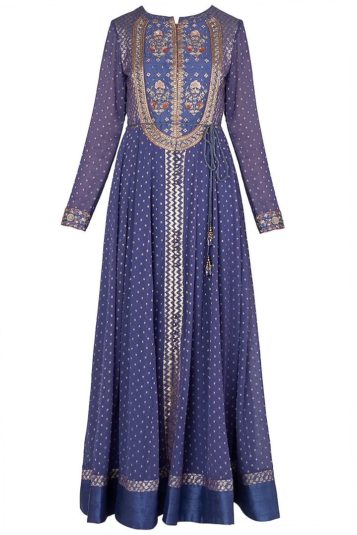Purple embroidered anarkali set available only at Pernia's Pop Up Shop.
