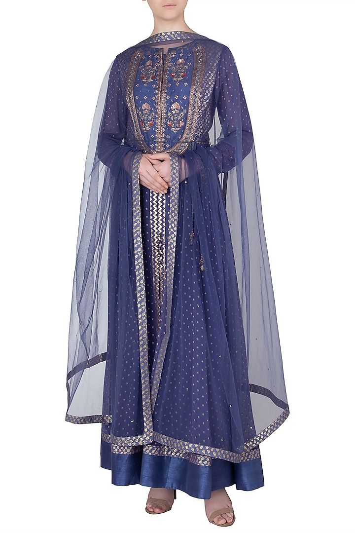 Purple embroidered anarkali set available only at Pernia's Pop Up Shop.