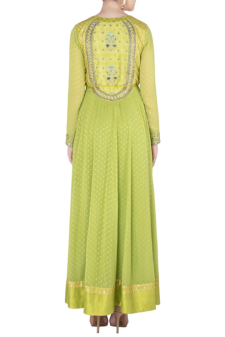 Light green embroidered anarkali set available only at Pernia's Pop Up Shop.