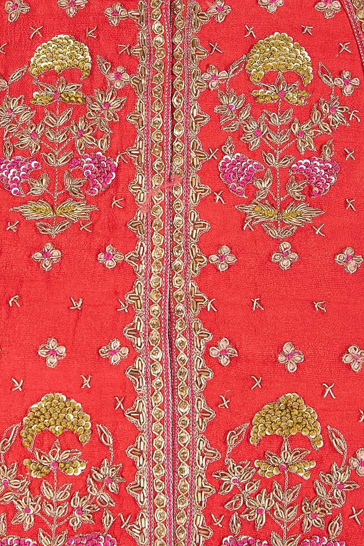 Red embroidered anarkali set available only at Pernia's Pop Up Shop.