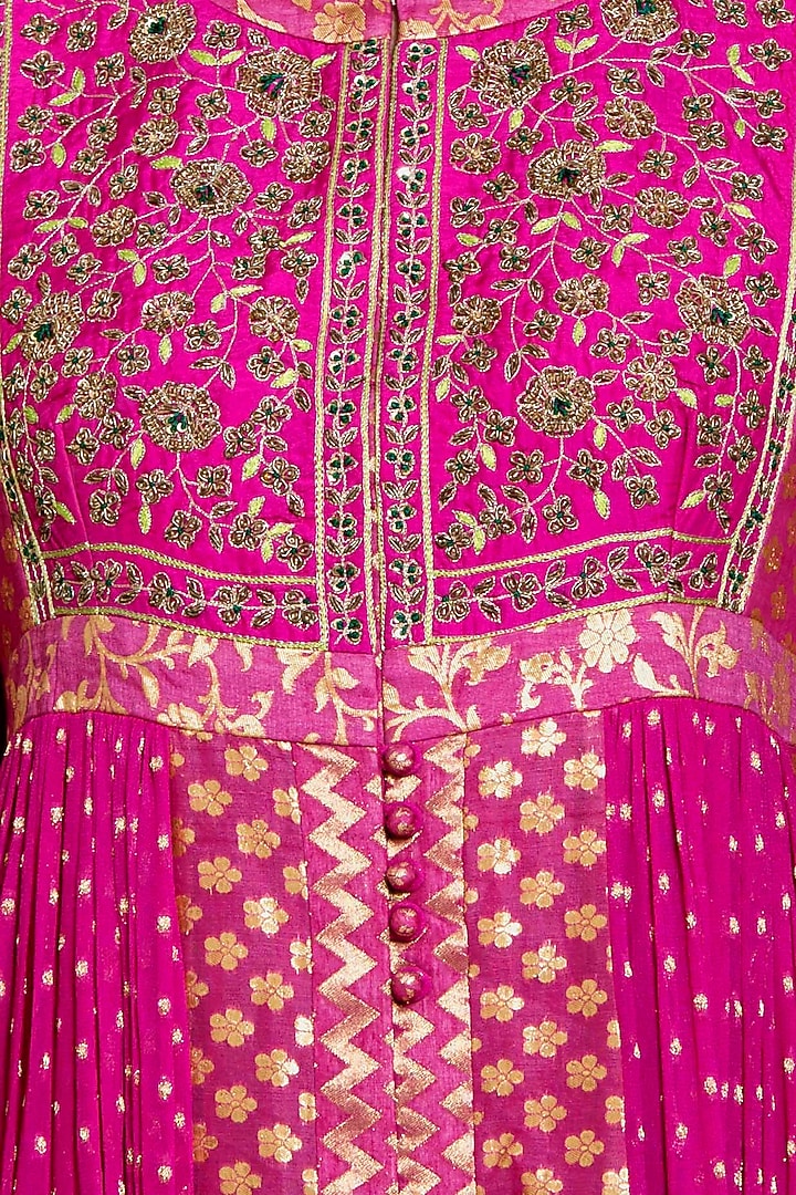 Dark pink embroidered anarkali set available only at Pernia's Pop Up Shop.