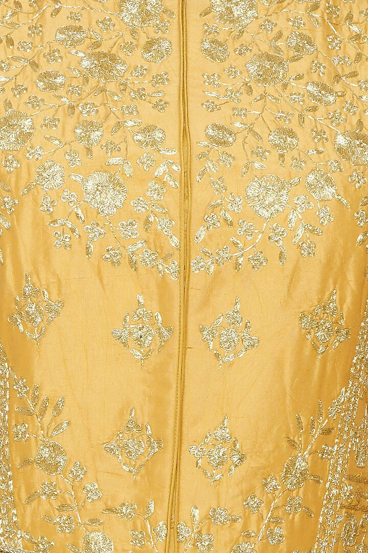 Mustard yellow embroidered anarkali set available only at Pernia's Pop Up Shop.