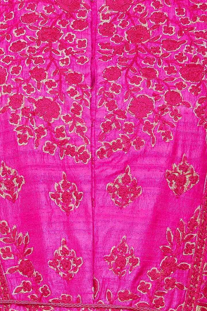 Emerald pink embroidered anarkali set available only at Pernia's Pop Up Shop.