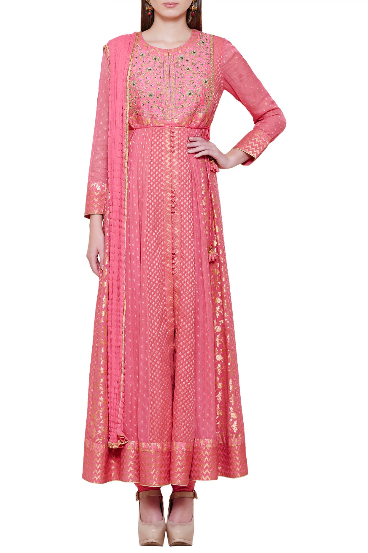 coral anarkali