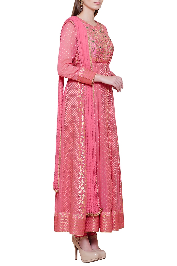 strapless open back dress Attractive Pink Anarkali Suit Set With Heavy Dupatta – subhvastra