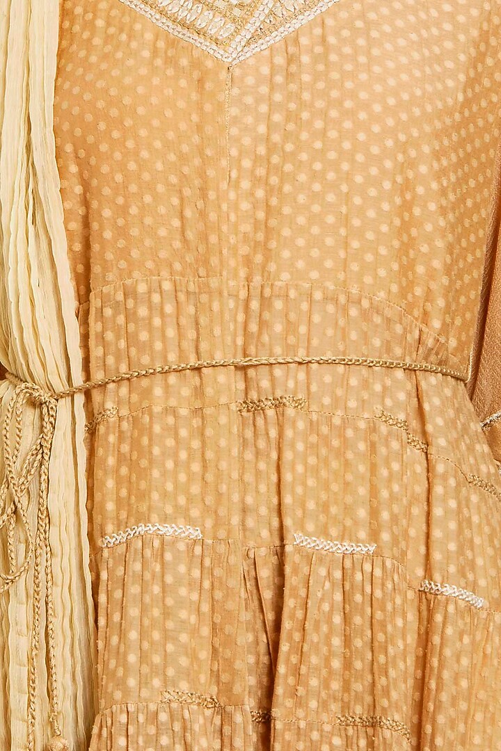 Light brown embroidered kurta set available only at Pernia's Pop Up Shop.