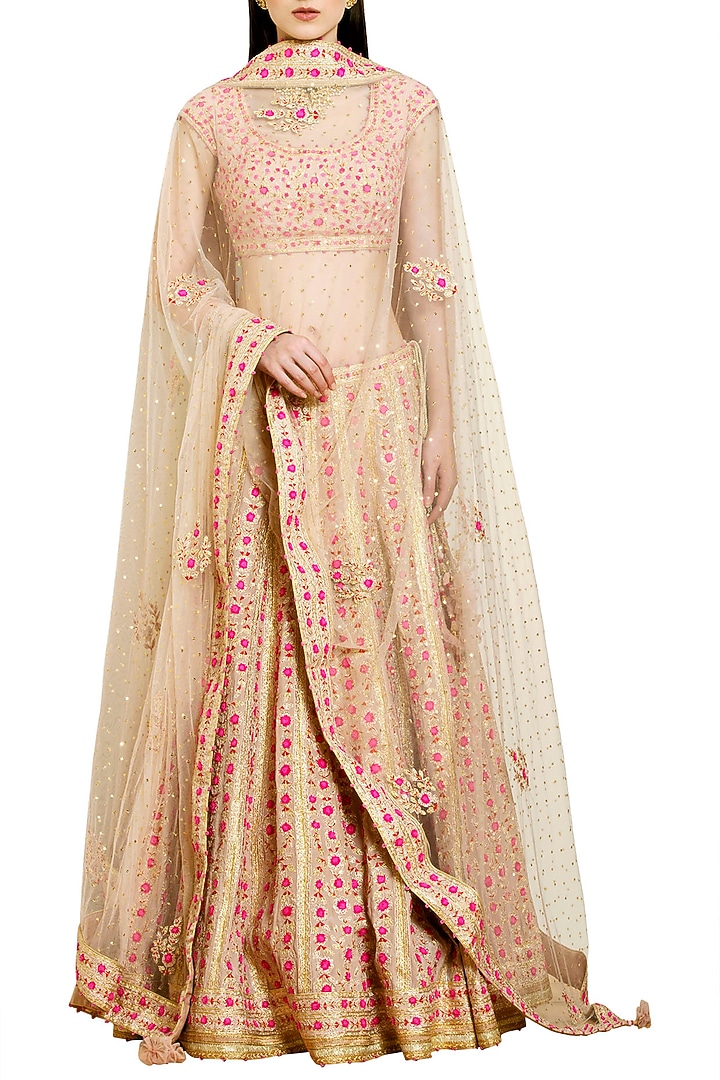 Gold embroidered lehenga set available only at Pernia's Pop Up Shop.