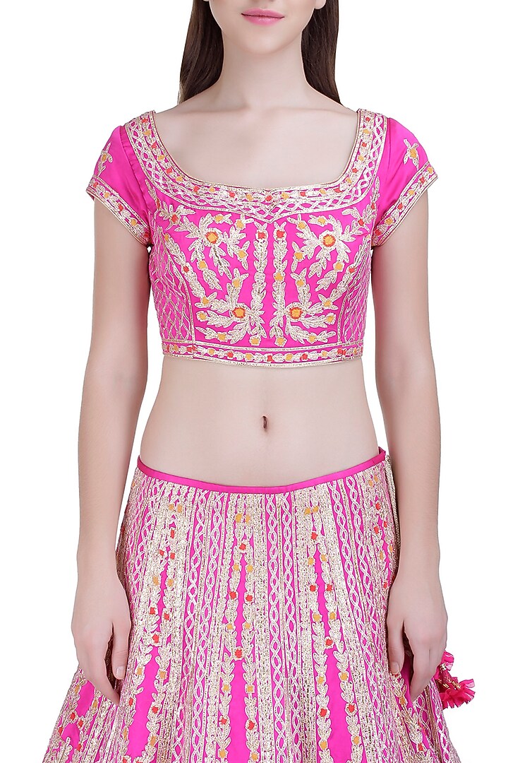 Pink embroidered silk lehenga set available only at Pernia's Pop Up Shop.