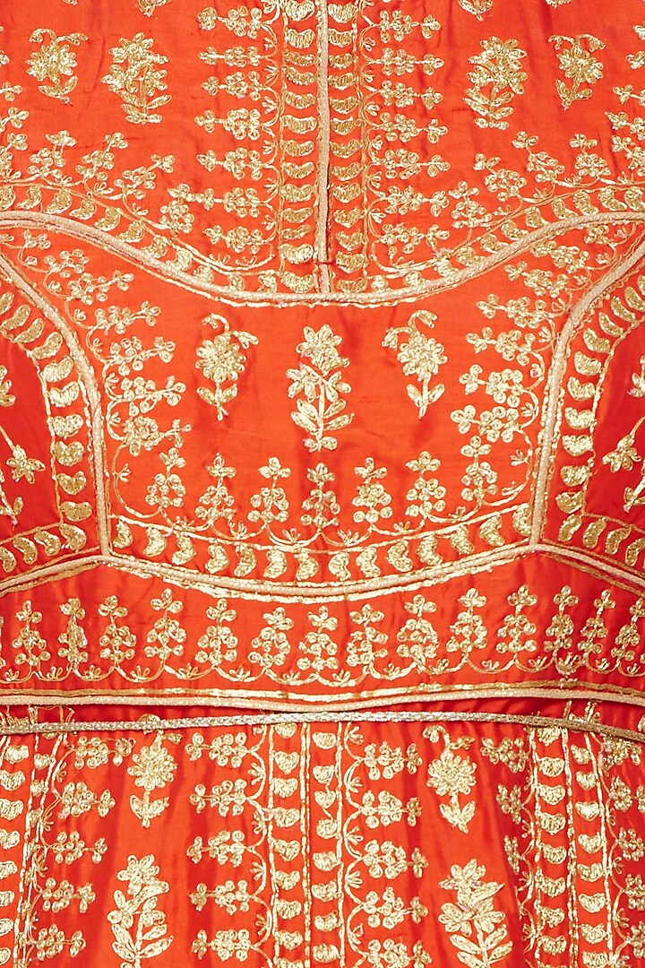 Emerald red embroidered anarkali set available only at Pernia's Pop Up Shop.