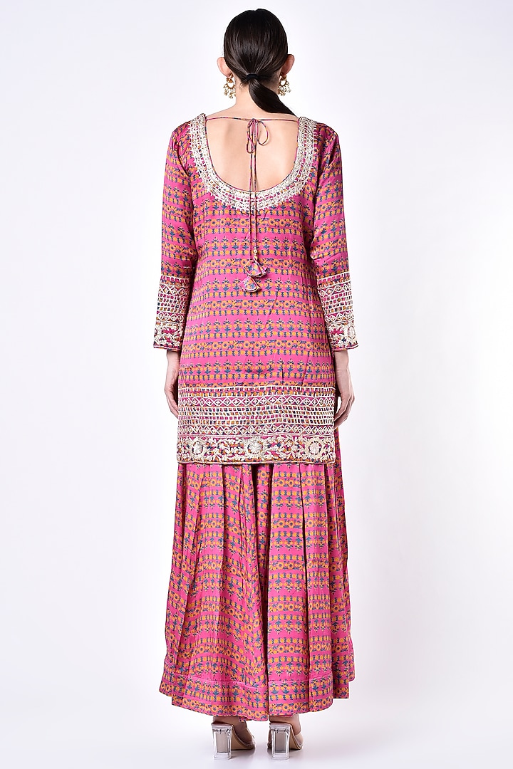 Medium Pink Printed Wedding Sharara Set by Shyam Narayan Prasad at Pernia's Pop Up Shop