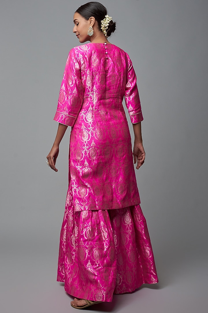 Pink Brocade Wedding Sharara Set by Sobariko at Pernia's Pop Up Shop